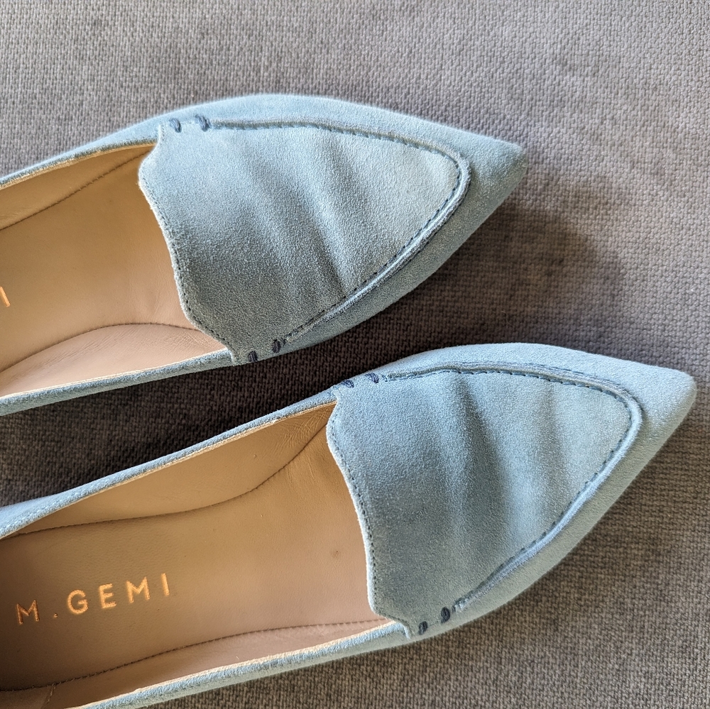 M. Gemi Stellato Sacchetto Pointy Toe Flats in Cornflower Blue Suede - Picture 2 of 5